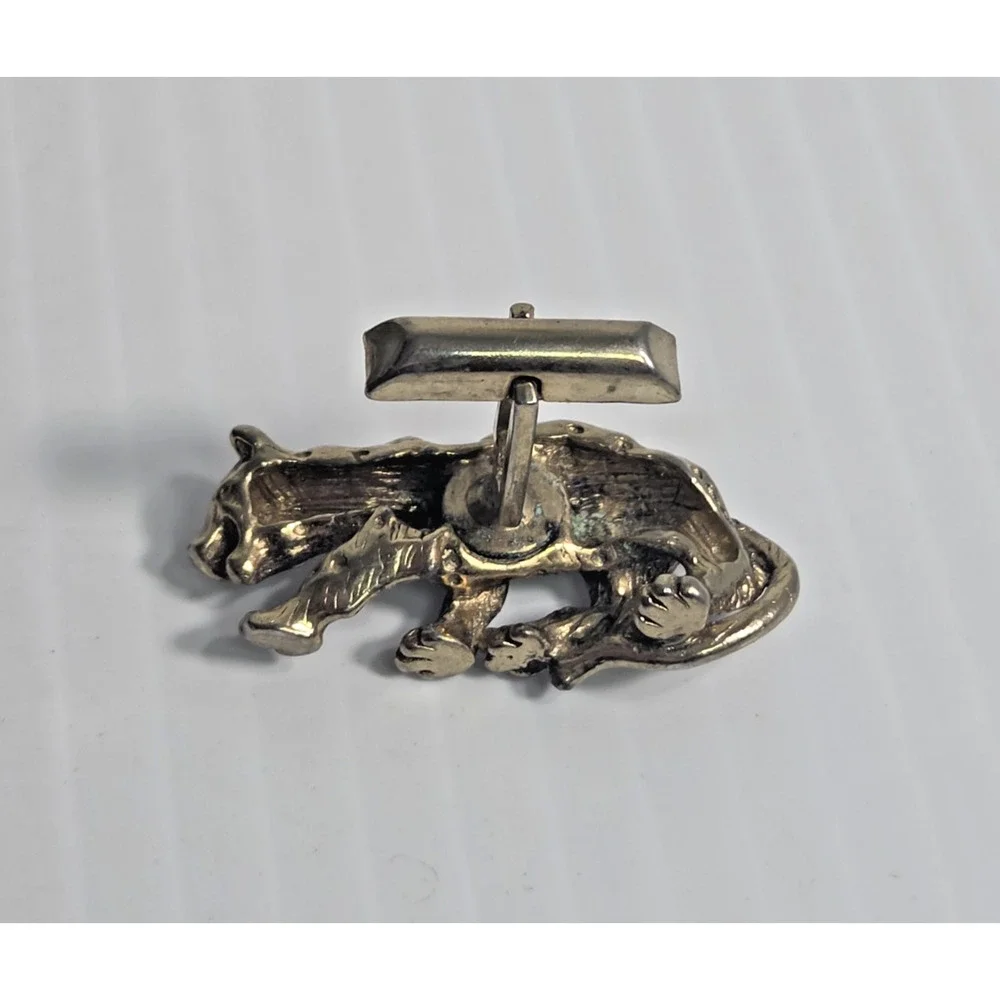 Vintage Signed SWANK Goldtone Leopard Cufflinks 1.5